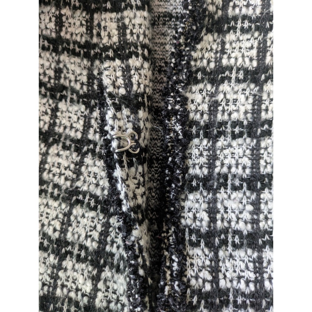 Adrianna Papell Black White Plaid Boucle Jacket Hook‎ Closure Long Sleeve Size S - Picture 10 of 12